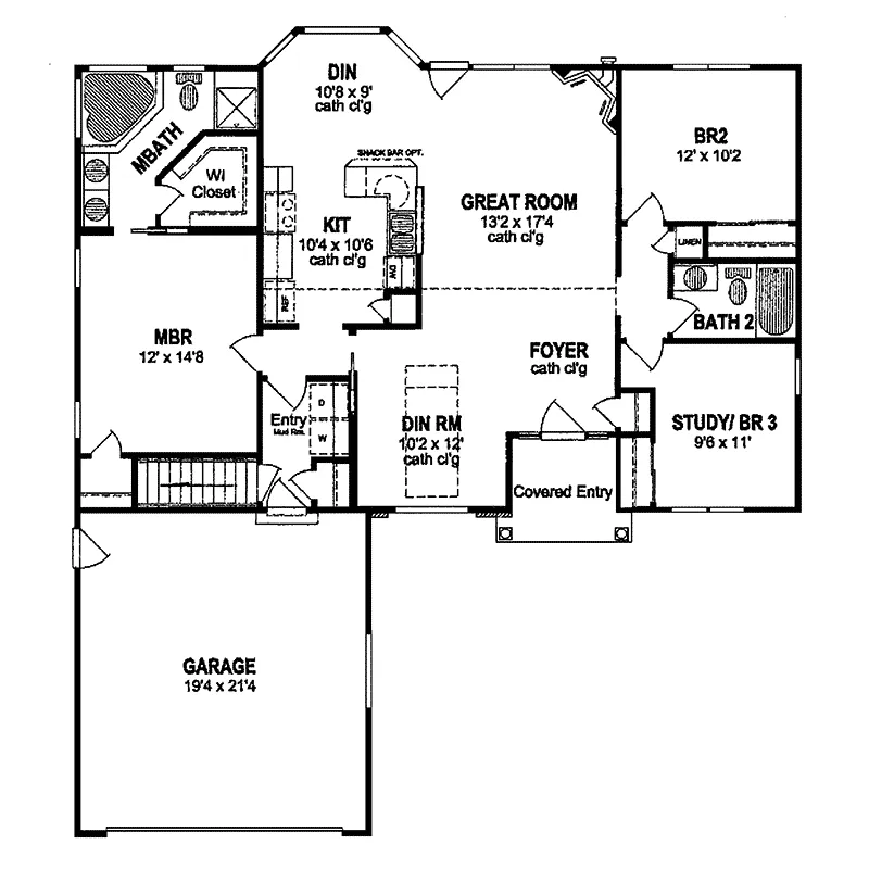 Traditional House Plan First Floor - Westridge Manor Ranch Home 034D-0002 - Shop House Plans and More