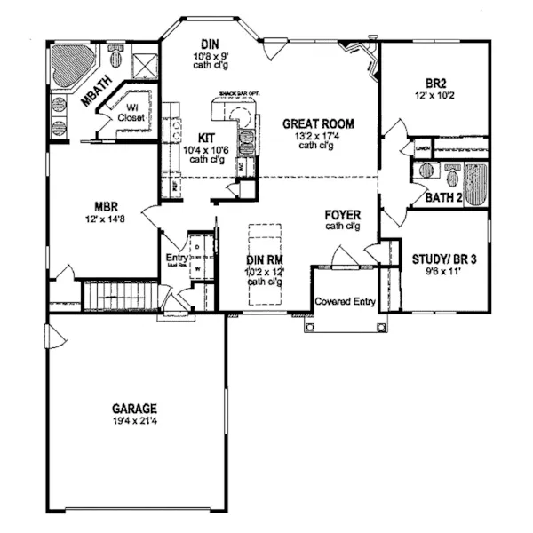 Country House Plan First Floor - Westridge Manor Ranch Home 034D-0002 - Shop House Plans and More