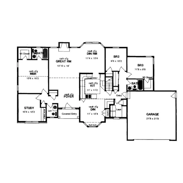 Traditional House Plan First Floor - Cedar Crest Traditional Home 034D-0006 - Search House Plans and More