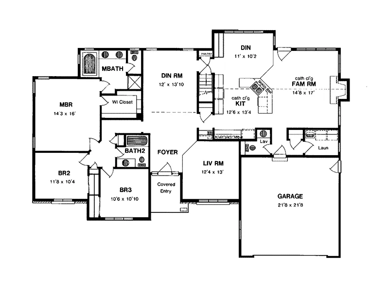 Traditional House Plan First Floor - Watercress Ranch Home 034D-0009 - Shop House Plans and More