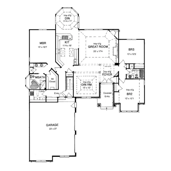 Craftsman House Plan First Floor - Westover Hill Traditional Home 034D-0010 - Shop House Plans and More