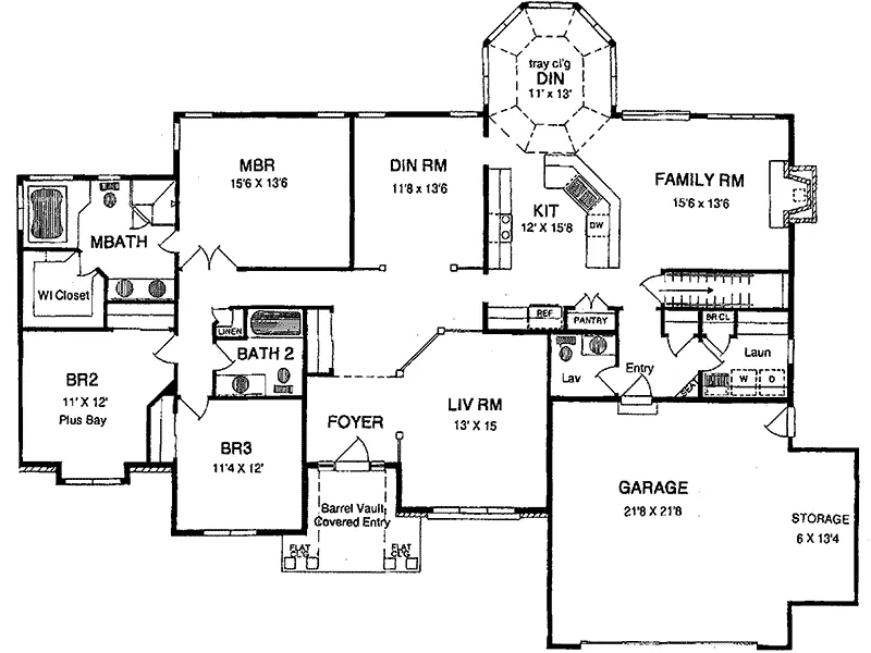 Southern House Plan First Floor - Richland Hills Ranch Home 034D-0012 - Shop House Plans and More