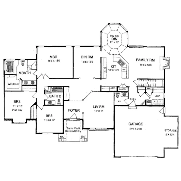 Traditional House Plan First Floor - Richland Hills Ranch Home 034D-0012 - Shop House Plans and More