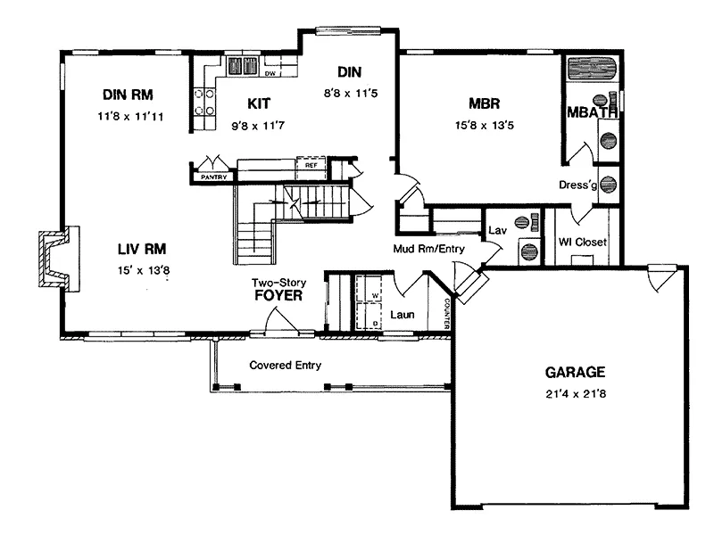 Country House Plan First Floor - Bernadine Country Farmhouse 034D-0014 - Search House Plans and More