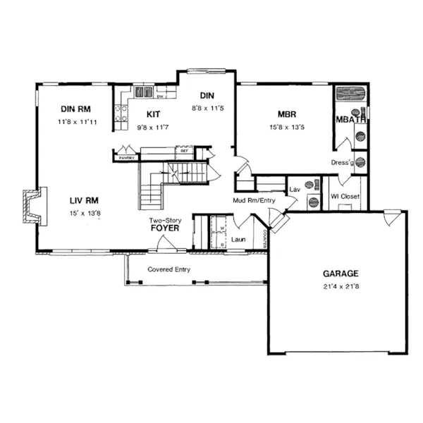 Southern House Plan First Floor - Bernadine Country Farmhouse 034D-0014 - Search House Plans and More