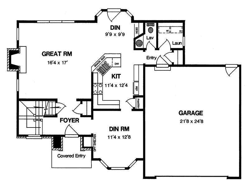 Southern House Plan First Floor - Angelo Bay Traditional Home 034D-0016 - Search House Plans and More
