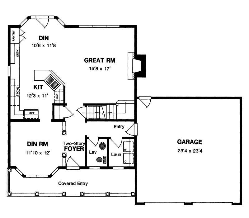 Colonial House Plan First Floor - Dallhart Colonial Country Home 034D-0017 - Search House Plans and More