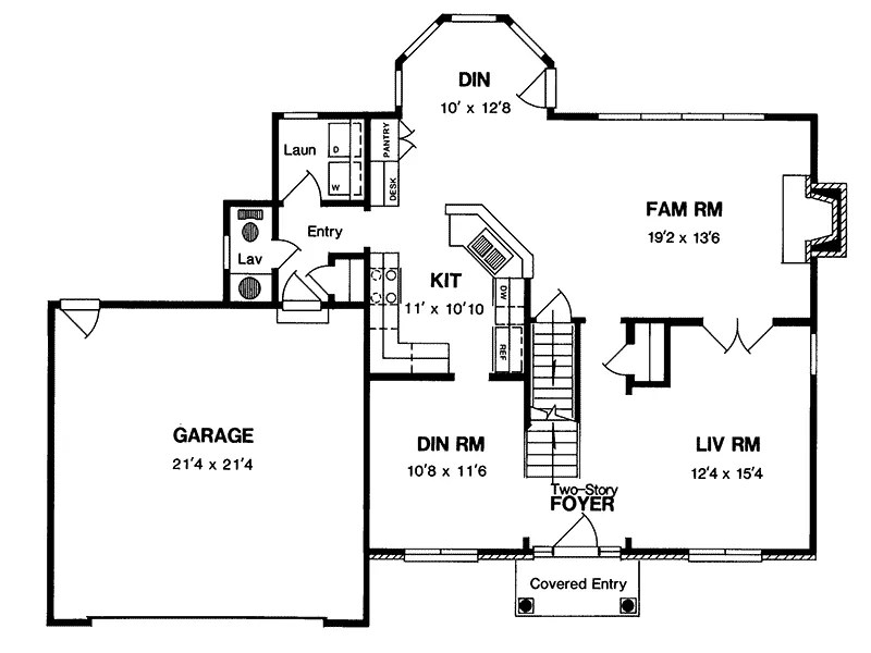 Country House Plan First Floor - Channing Traditional Home 034D-0019 - Search House Plans and More