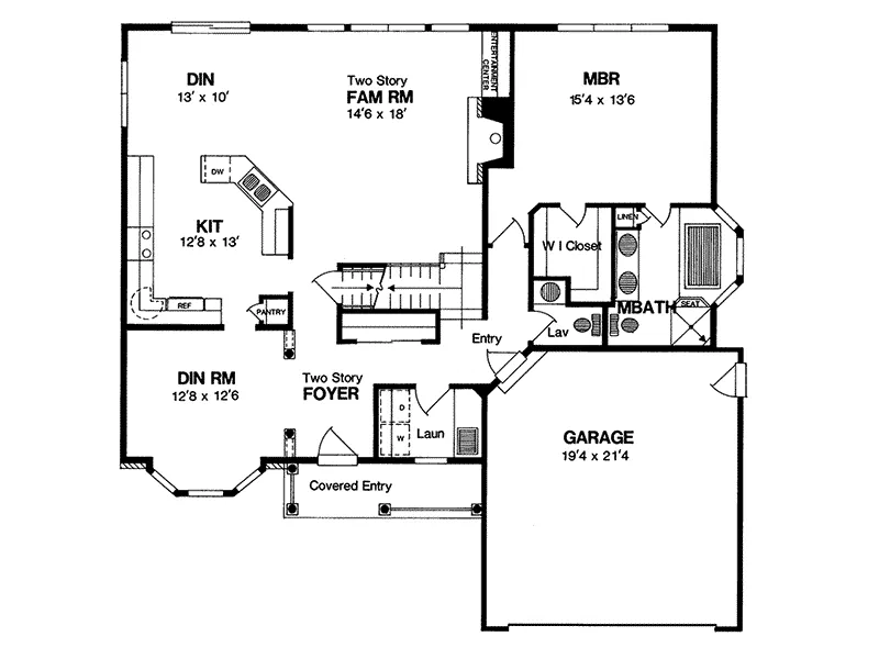 Southern House Plan First Floor - Farnsworth Hill Traditional Home 034D-0020 - Search House Plans and More