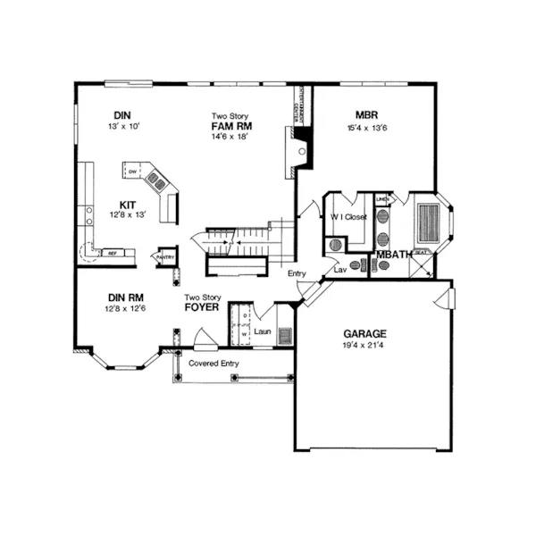 Traditional House Plan First Floor - Farnsworth Hill Traditional Home 034D-0020 - Search House Plans and More