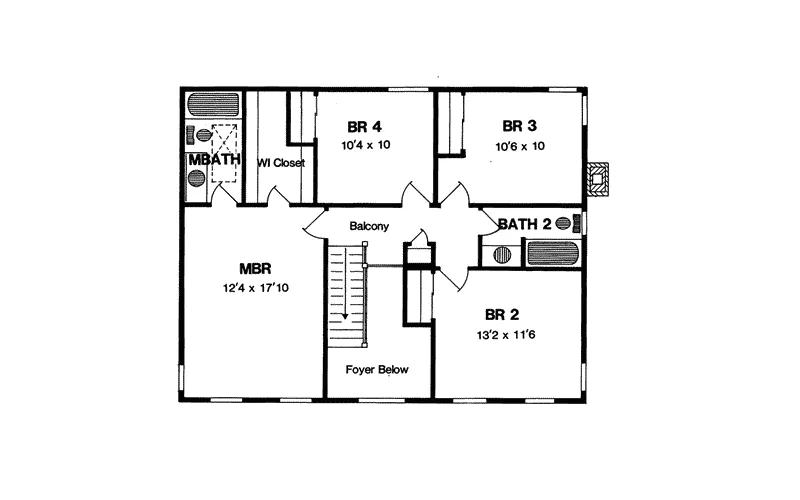 Traditional House Plan Second Floor - Masterson Park Colonial Home 034D-0021 - Shop House Plans and More