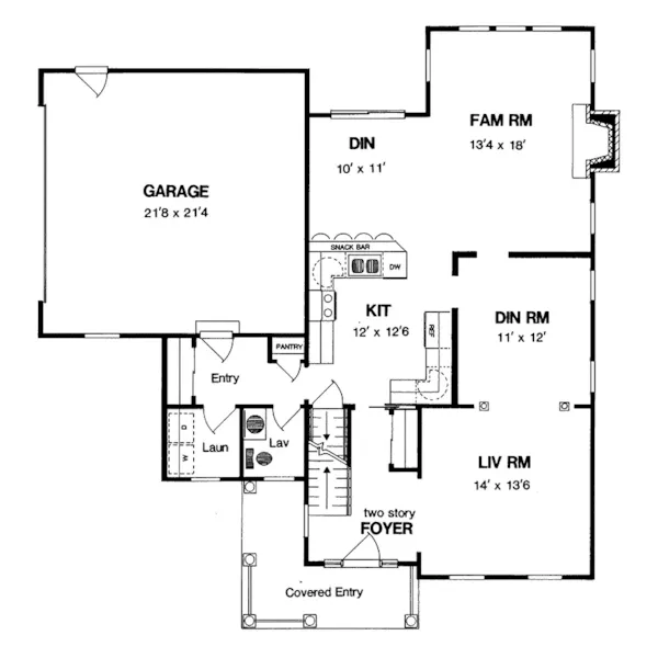 Traditional House Plan First Floor - Bovina Country Home 034D-0022 - Search House Plans and More