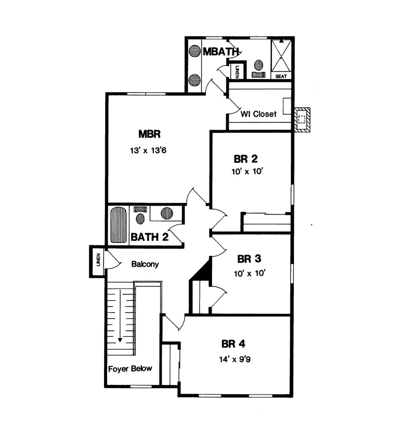 Traditional House Plan Second Floor - Bovina Country Home 034D-0022 - Search House Plans and More