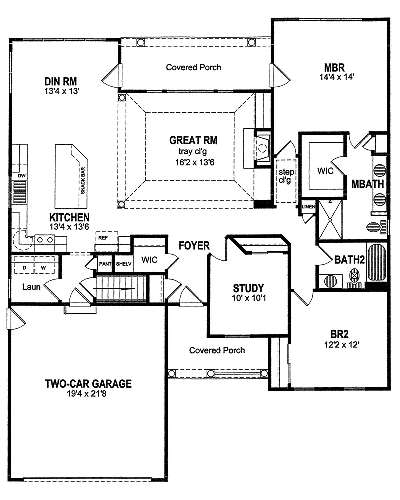 Traditional House Plan First Floor - Aspermont Ranch Home 034D-0028 - Search House Plans and More