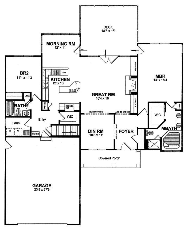 Sunbelt House Plan First Floor - Wellman Ranch Home 034D-0029 - Shop House Plans and More