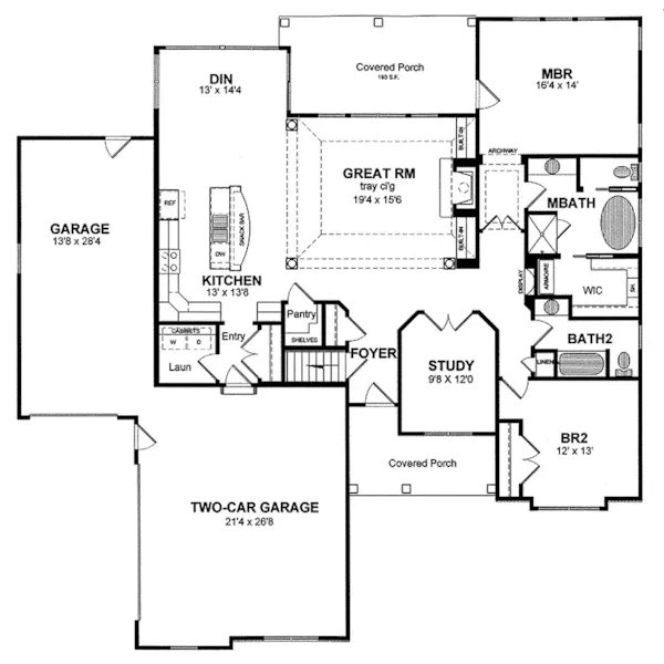 Country House Plan First Floor - Sherwood Mill Country Home 034D-0031 - Shop House Plans and More