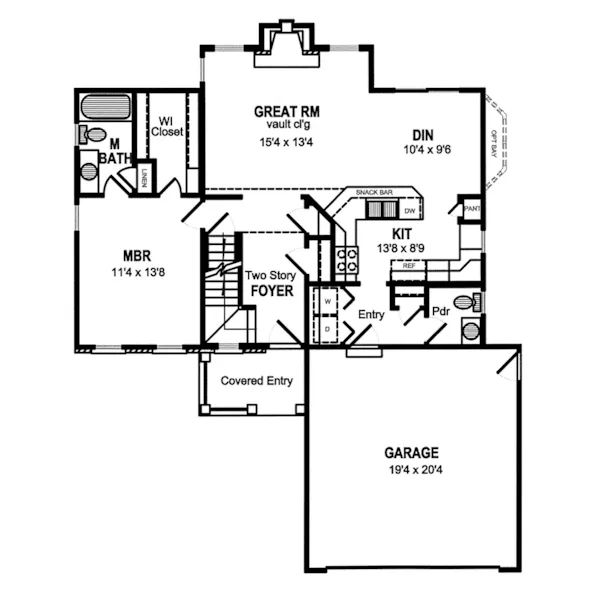 Traditional House Plan First Floor - Bledsoe Bluff Ranch Home 034D-0033 - Search House Plans and More