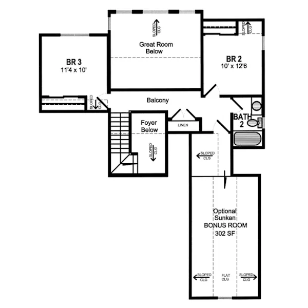 Traditional House Plan Second Floor - Bledsoe Bluff Ranch Home 034D-0033 - Search House Plans and More