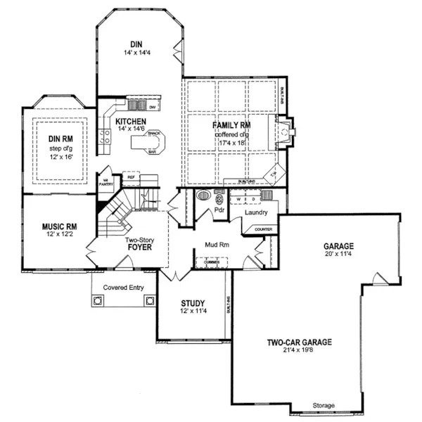 Traditional House Plan First Floor - Grassland Country Farmhouse 034D-0034 - Search House Plans and More