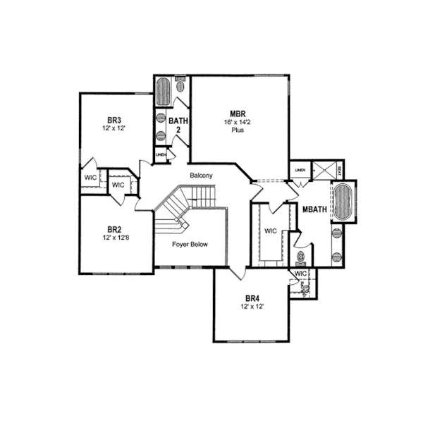 Traditional House Plan Second Floor - Grassland Country Farmhouse 034D-0034 - Search House Plans and More