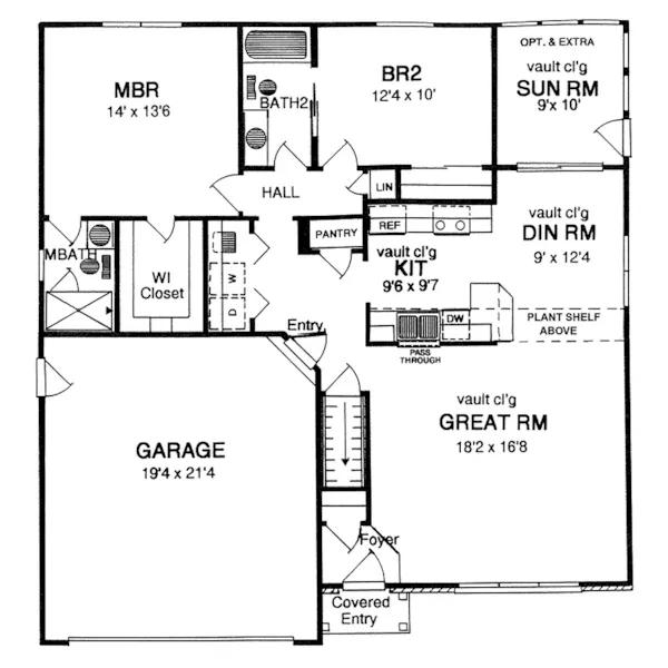 Ranch House Plan First Floor - Saragosa Place Ranch Home 034D-0038 - Shop House Plans and More