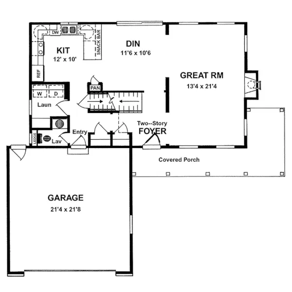 Farmhouse Plan First Floor - Garden Hill Colonial Style Home 034D-0041 - Search House Plans and More