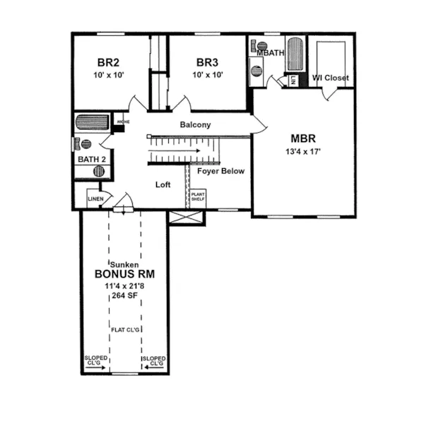 Farmhouse Plan Second Floor - Garden Hill Colonial Style Home 034D-0041 - Search House Plans and More