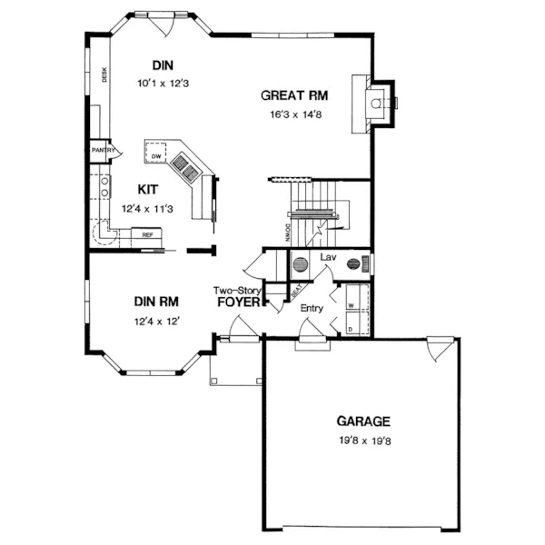 Craftsman House Plan First Floor - Lomax Shingle Style Home 034D-0043 - Shop House Plans and More