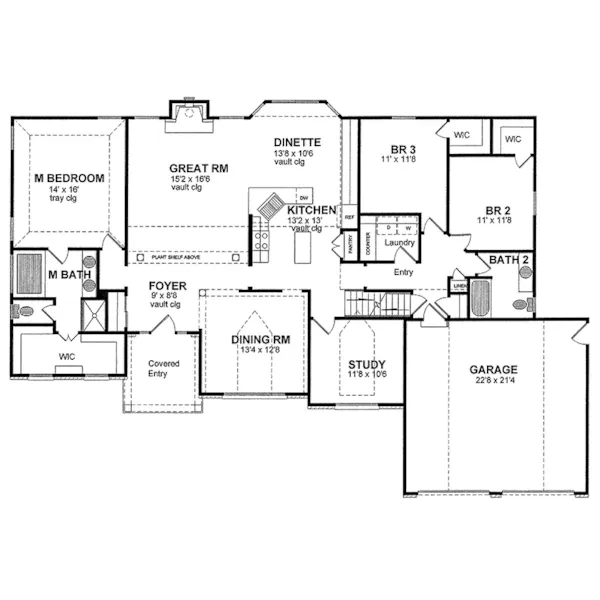 Ranch House Plan First Floor - Grandfalls Colonial Ranch Home 034D-0044 - Search House Plans and More