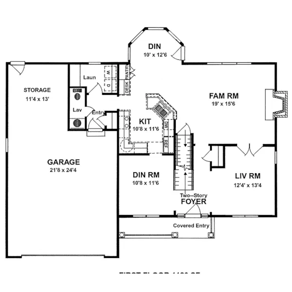 Farmhouse Plan First Floor - Nolan Park Colonial Home 034D-0046 - Shop House Plans and More