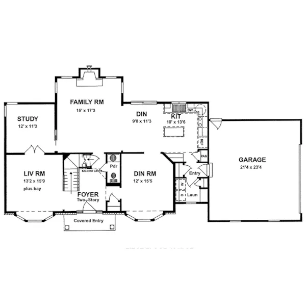 Traditional House Plan First Floor - Dryden Southern Colonial Home 034D-0048 - Search House Plans and More