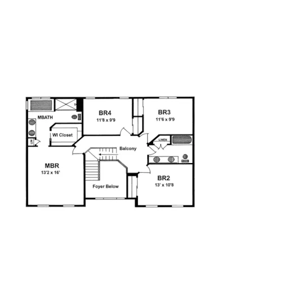 Traditional House Plan Second Floor - Dryden Southern Colonial Home 034D-0048 - Search House Plans and More