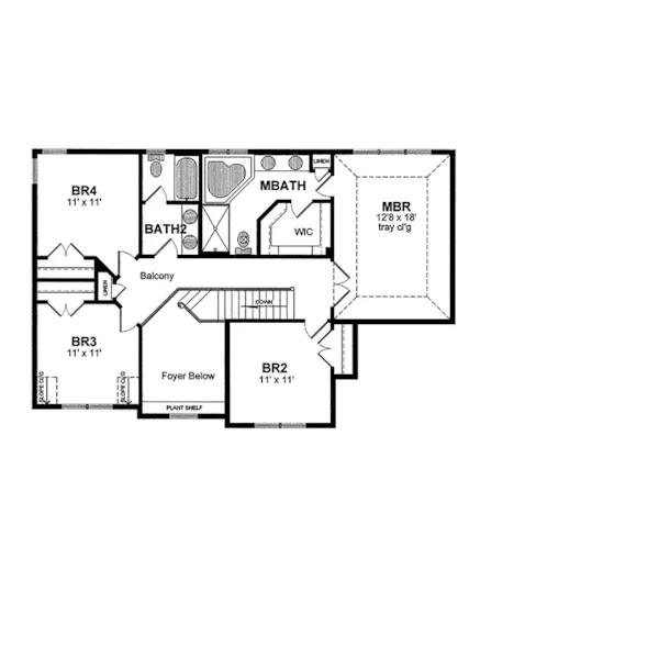 Shingle House Plan Second Floor - Wood Hollow Colonial Home 034D-0050 - Shop House Plans and More