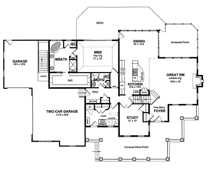 Farmhouse Plan First Floor - Eldorado Traditional Home 034D-0051 - Search House Plans and More