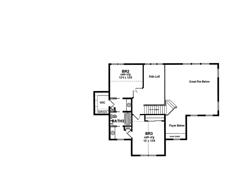 Farmhouse Plan Second Floor - Eldorado Traditional Home 034D-0051 - Search House Plans and More