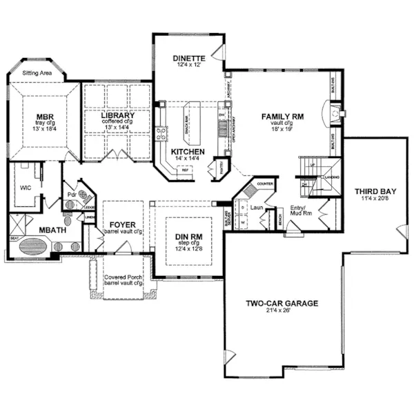 Modern House Plan First Floor - Normandy Traditional Home 034D-0054 - Shop House Plans and More