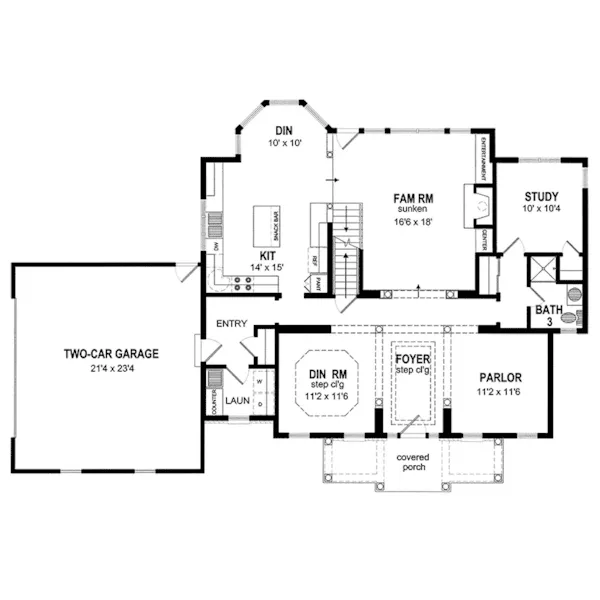 Country House Plan First Floor - Childress Place Colonial Home 034D-0055 - Search House Plans and More