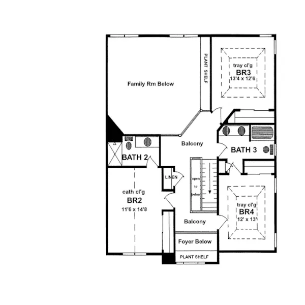 Craftsman House Plan Second Floor - Cundiff Traditional Home 034D-0059 - Search House Plans and More