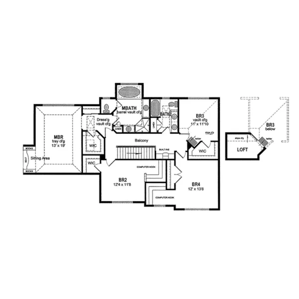 Country House Plan Second Floor - Windhorst Traditional Home 034D-0060 - Shop House Plans and More