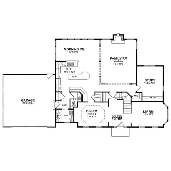 Cape Cod & New England House Plan First Floor - Mabelle Georgian Colonial Home 034D-0061 - Shop House Plans and More