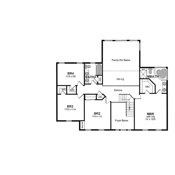 Cape Cod & New England House Plan Second Floor - Mabelle Georgian Colonial Home 034D-0061 - Shop House Plans and More