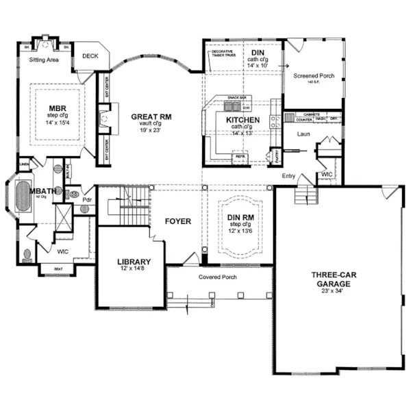 English Cottage House Plan First Floor - Morton Valley Luxury Home 034D-0062 - Shop House Plans and More