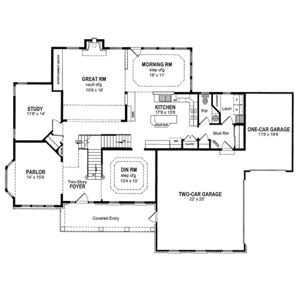 Country House Plan First Floor - Balsora Colonial Home 034D-0065 - Search House Plans and More