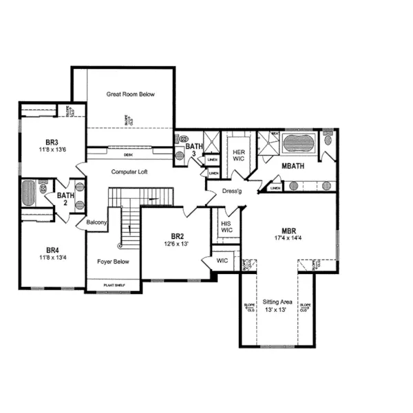 Country House Plan Second Floor - Balsora Colonial Home 034D-0065 - Search House Plans and More