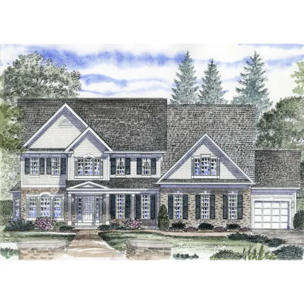 Spacious Home Plan With Numerous Colonial Style Windows