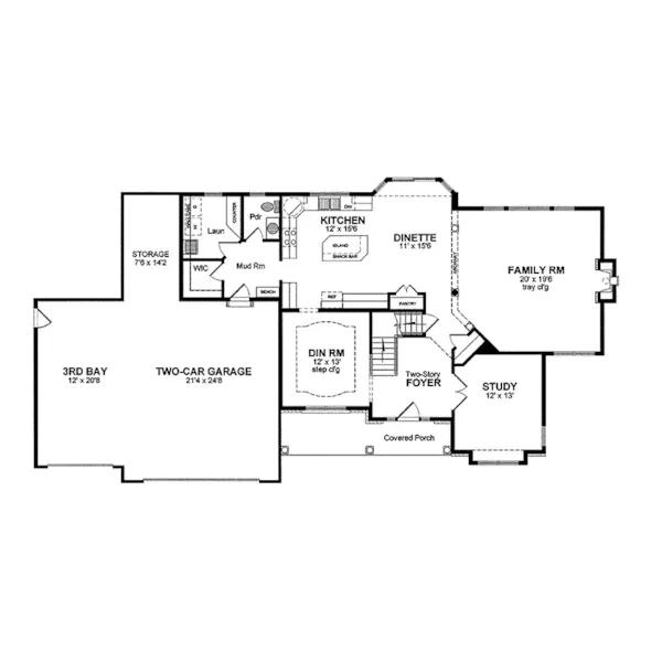 Country House Plan First Floor - Granbury Traditional Home 034D-0071 - Search House Plans and More