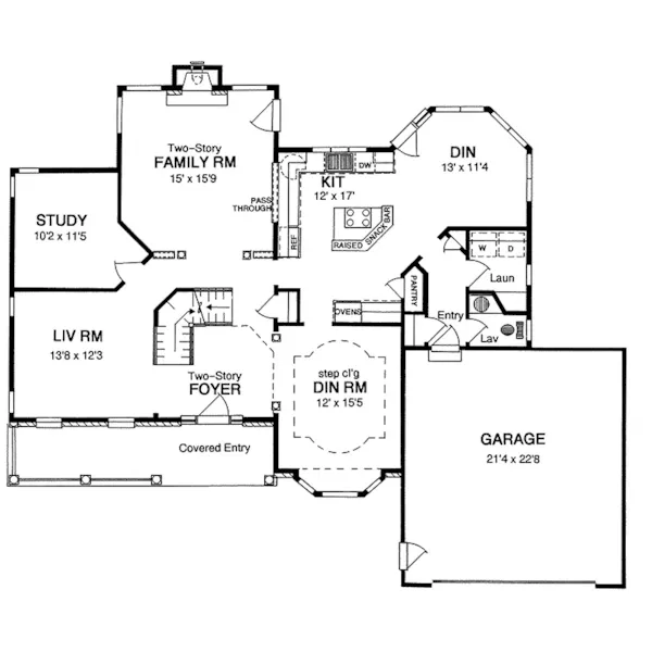 Country House Plan First Floor - Marble Falls Traditional Home 034D-0072 - Shop House Plans and More