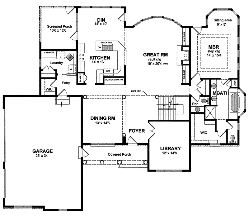 Southern House Plan First Floor - Maydelle Traditional Home 034D-0073 - Shop House Plans and More