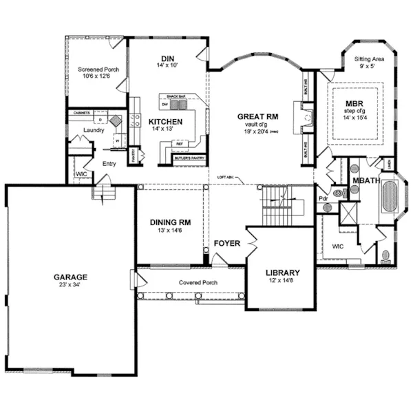 Southern House Plan First Floor - Maydelle Traditional Home 034D-0073 - Shop House Plans and More