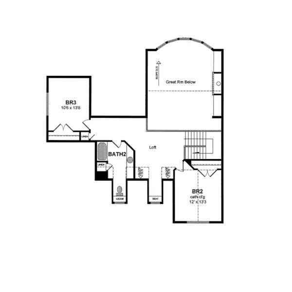 Southern House Plan Second Floor - Maydelle Traditional Home 034D-0073 - Shop House Plans and More